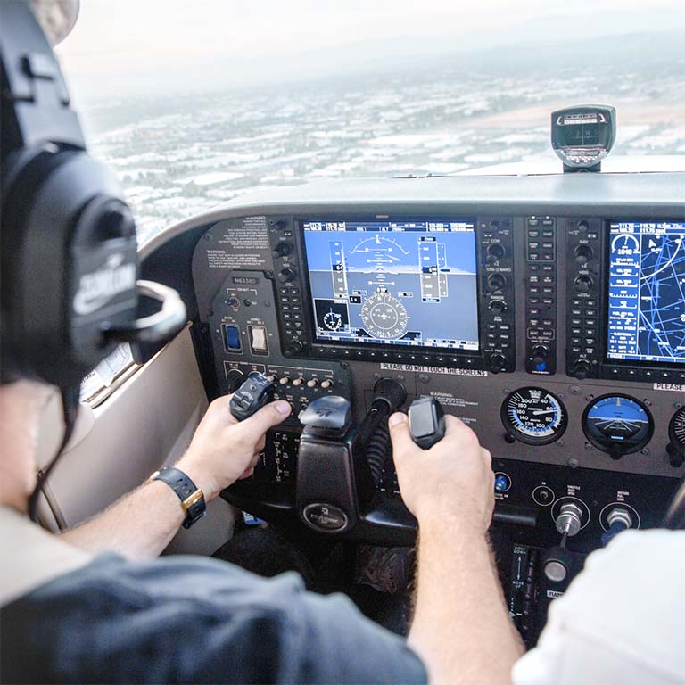 Foto eines Flugzeug-Cockpits